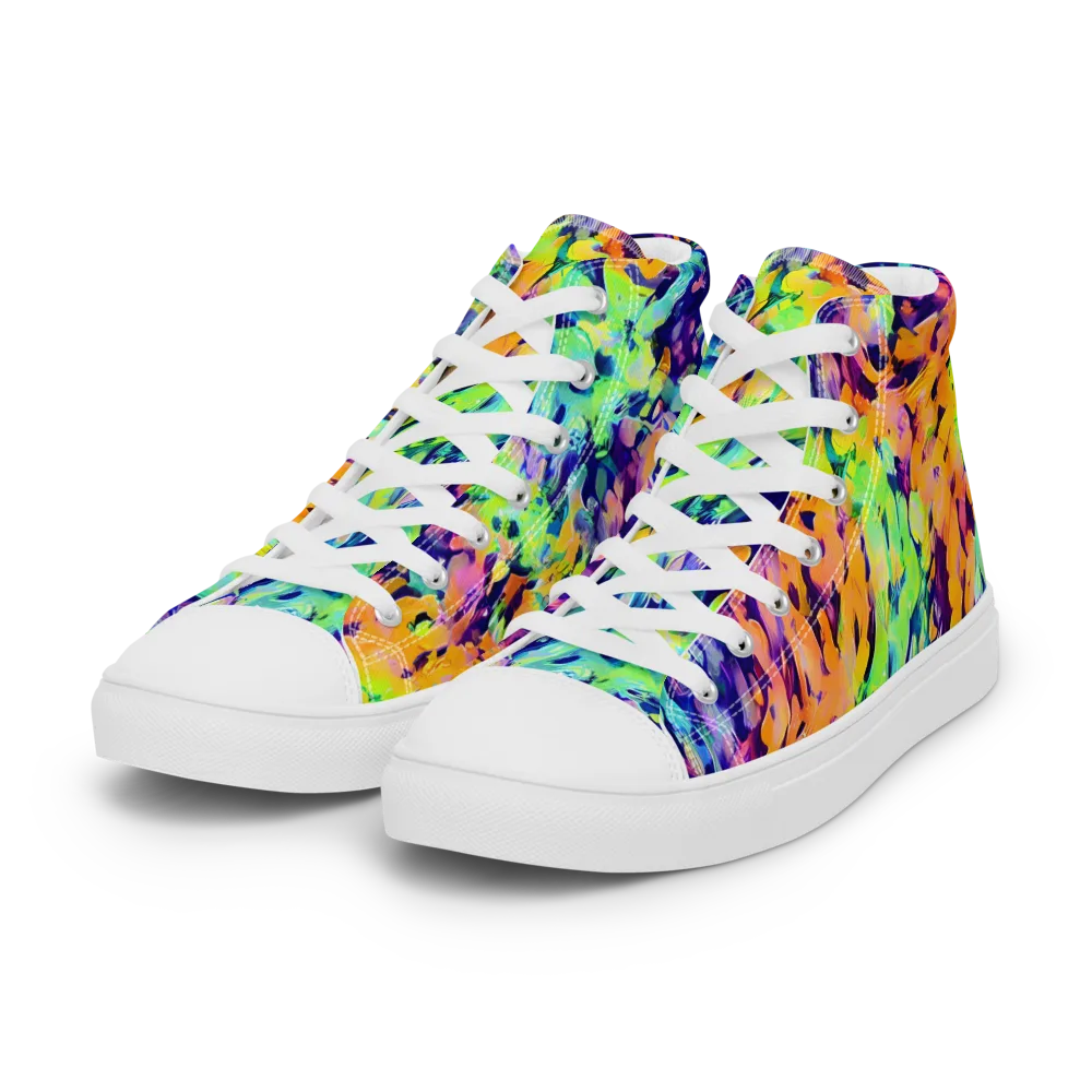 Acid Sunset on Women's High Top Canvas Shoes — Left Front