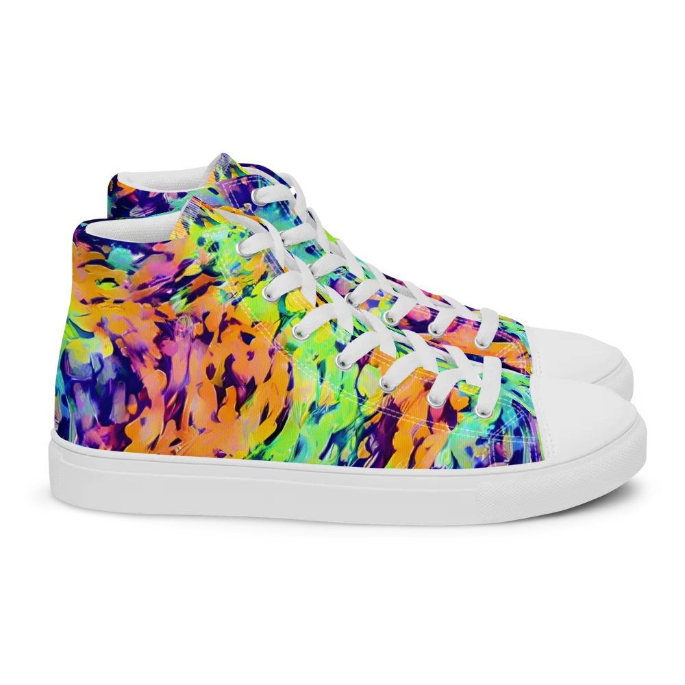 Acid Sunset on Women's High Top Canvas Shoes — Right