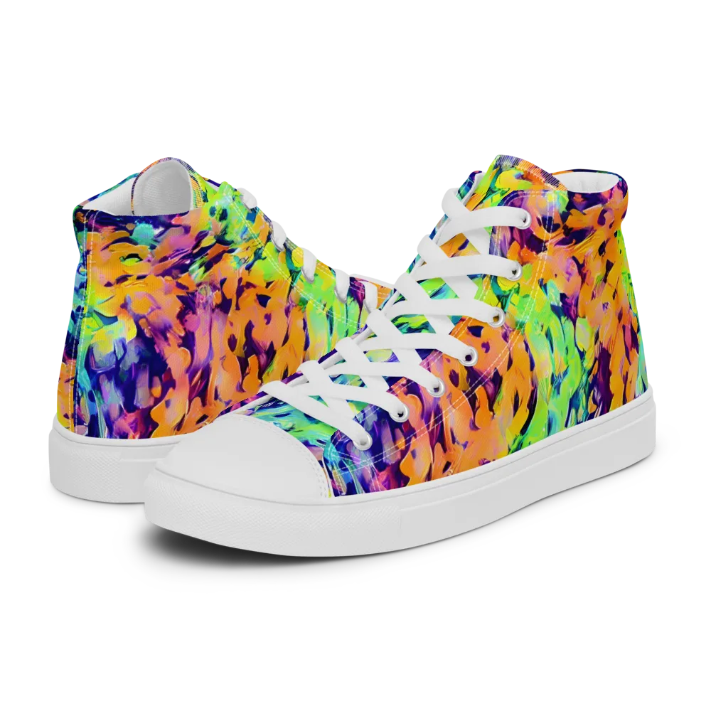 Acid Sunset on Women's High Top Canvas Shoes — Left