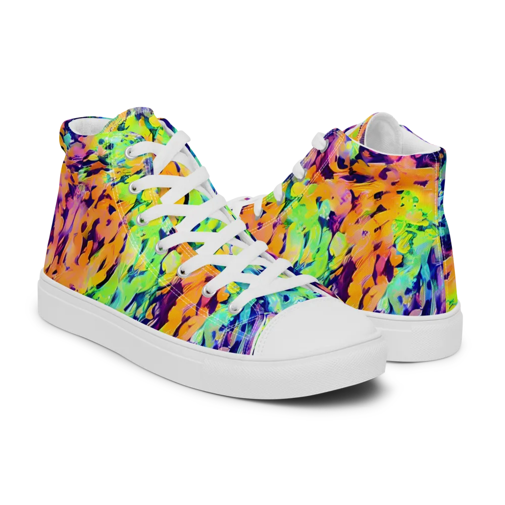 Acid Sunset on Women's High Top Canvas Shoes — Right