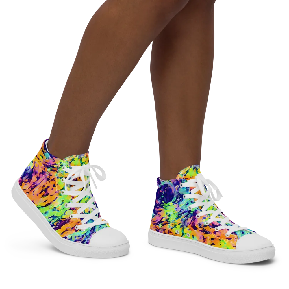 Acid Sunset on Women's High Top Canvas Shoes — Right