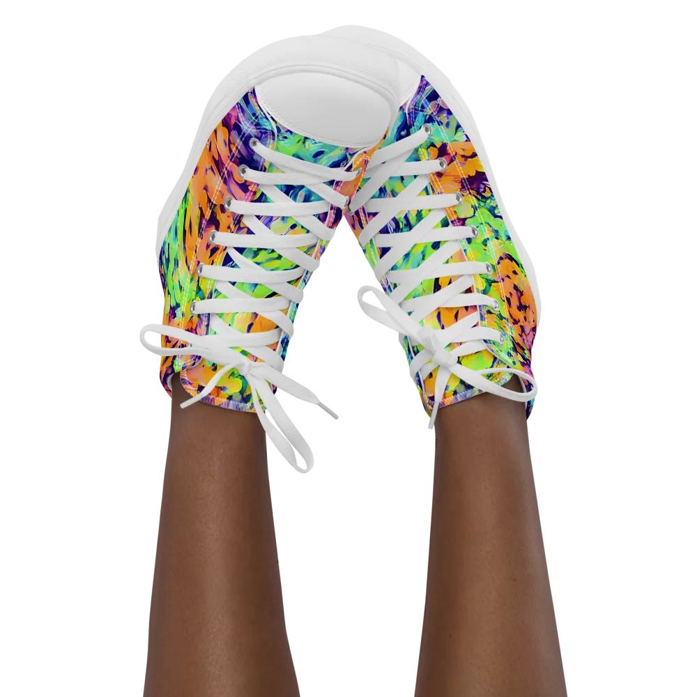 Acid Sunset on Women's High Top Canvas Shoes — Front