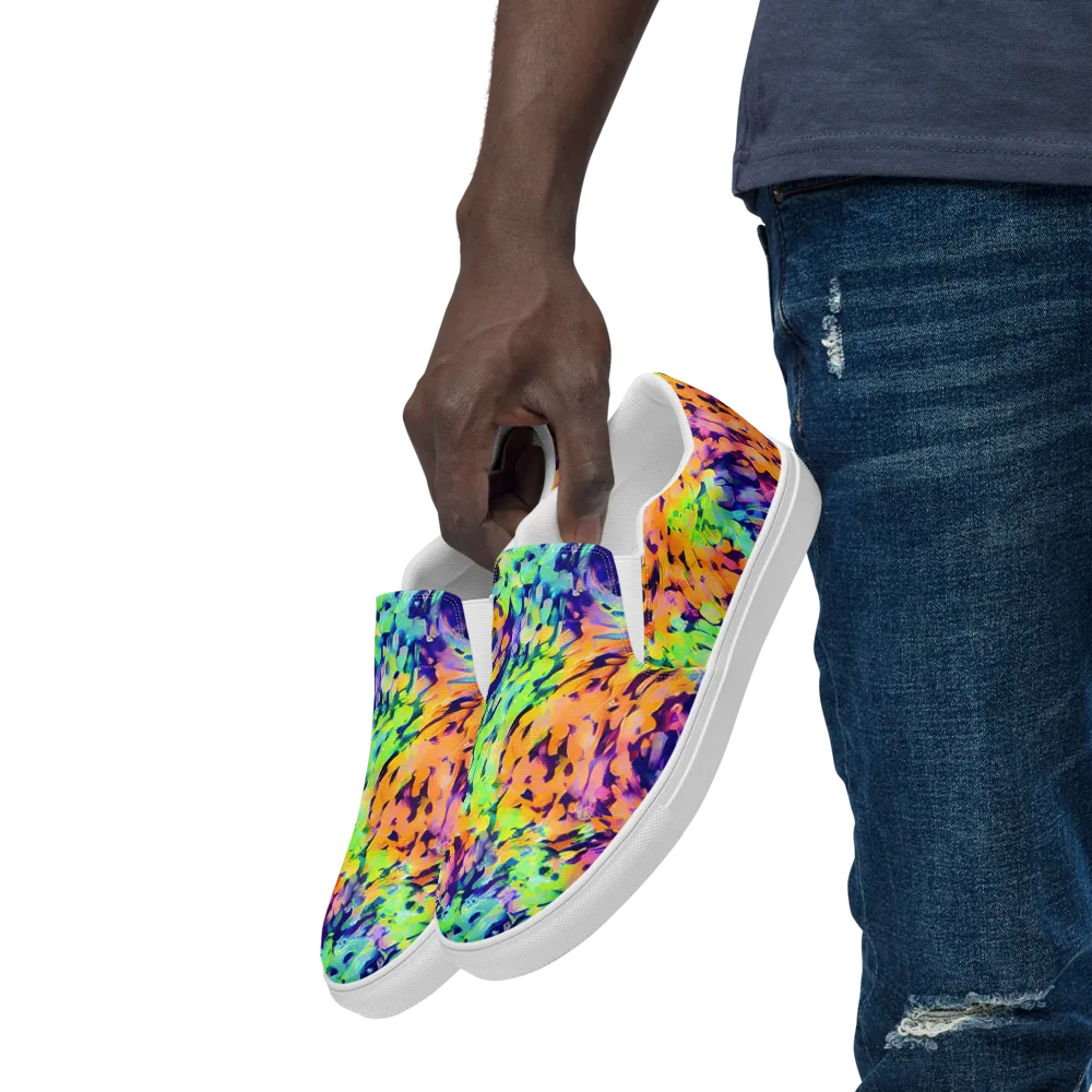 Acid Sunset on Men's Slip-On Canvas Shoes — Left Front