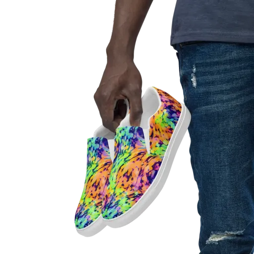 Acid Sunset on a Men's Slip-On Canvas Shoes
