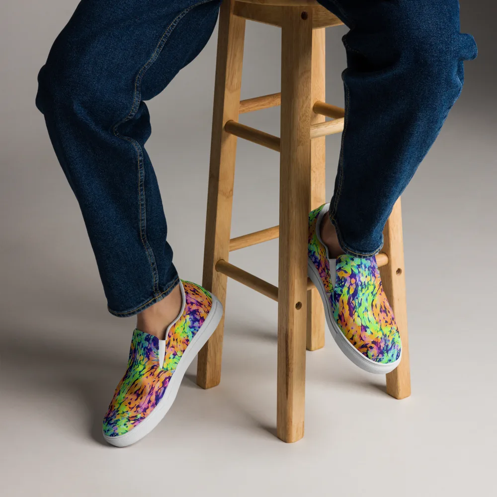 Acid Sunset on Men's Slip-On Canvas Shoes — Front