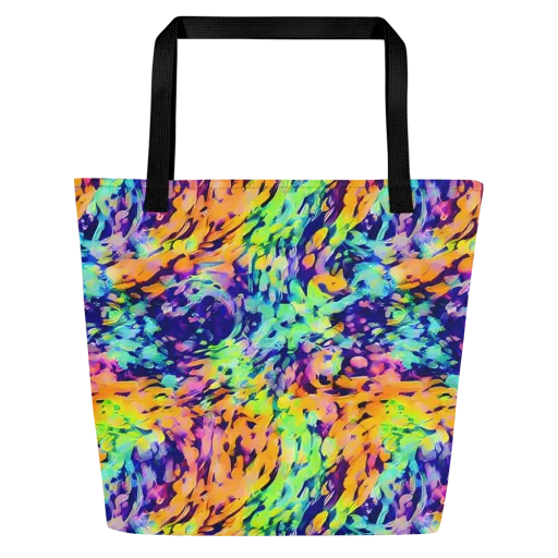 Acid Sunset on a Large Tote Bag W/ Pocket