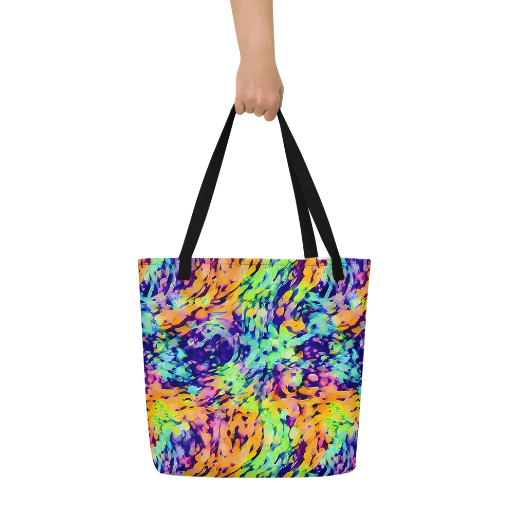 Acid Sunset on Large Tote Bag W/ Pocket — Front