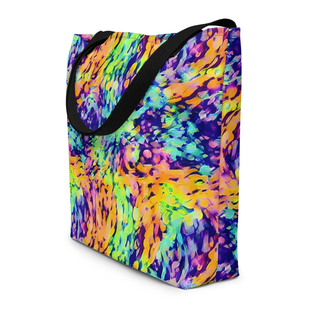Acid Sunset on Large Tote Bag W/ Pocket — Front
