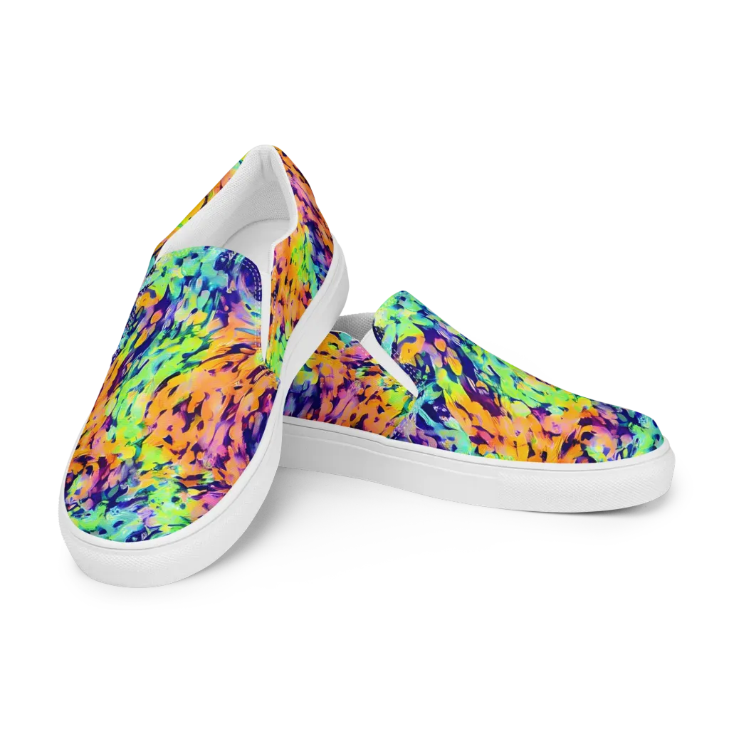 Acid Sunset on Women's Slip-On Canvas Shoes — Left Front