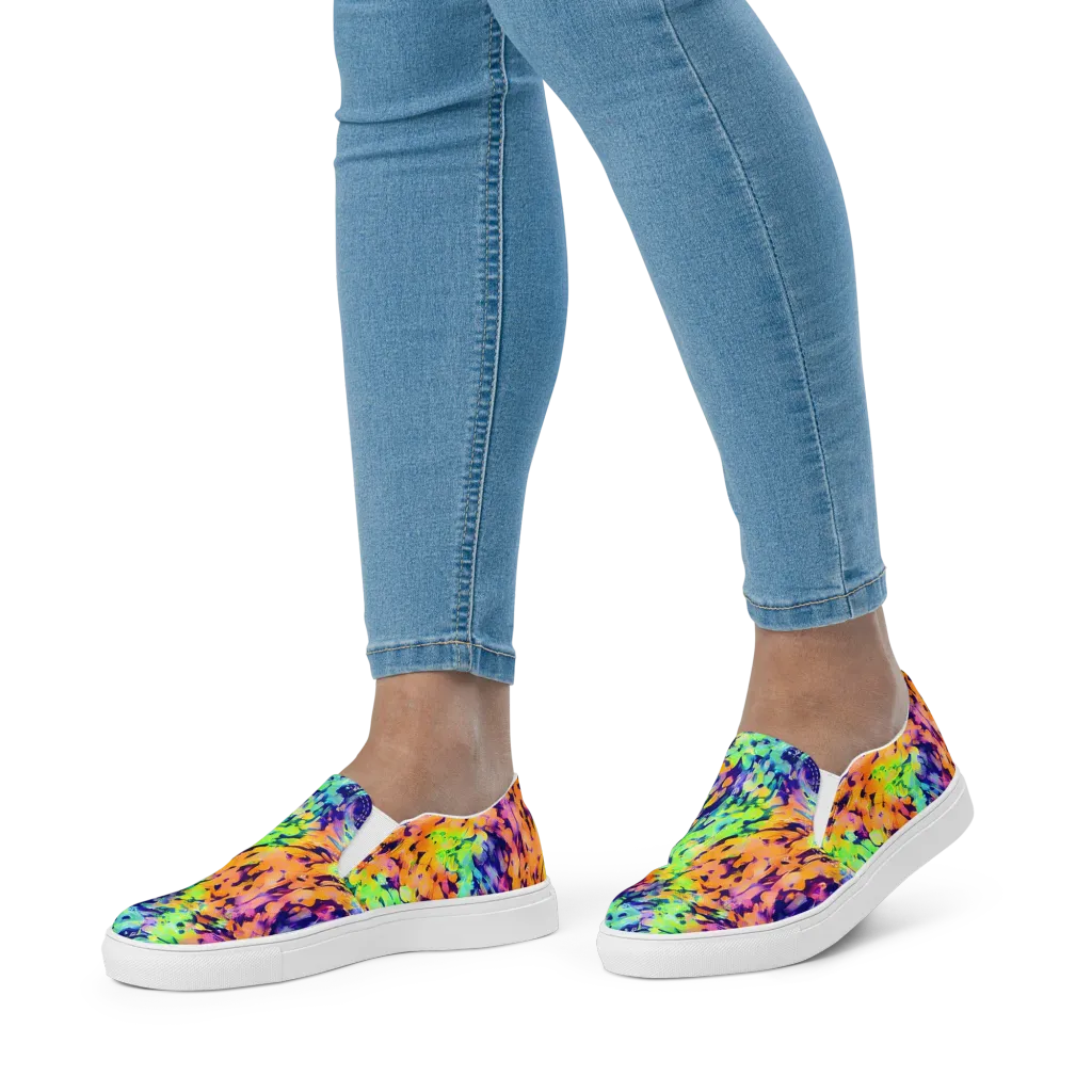 Acid Sunset on Women's Slip-On Canvas Shoes — Front