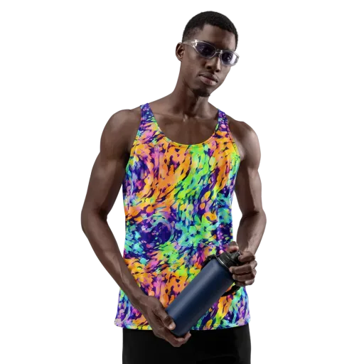 Acid Sunset on a Men's Tank Top