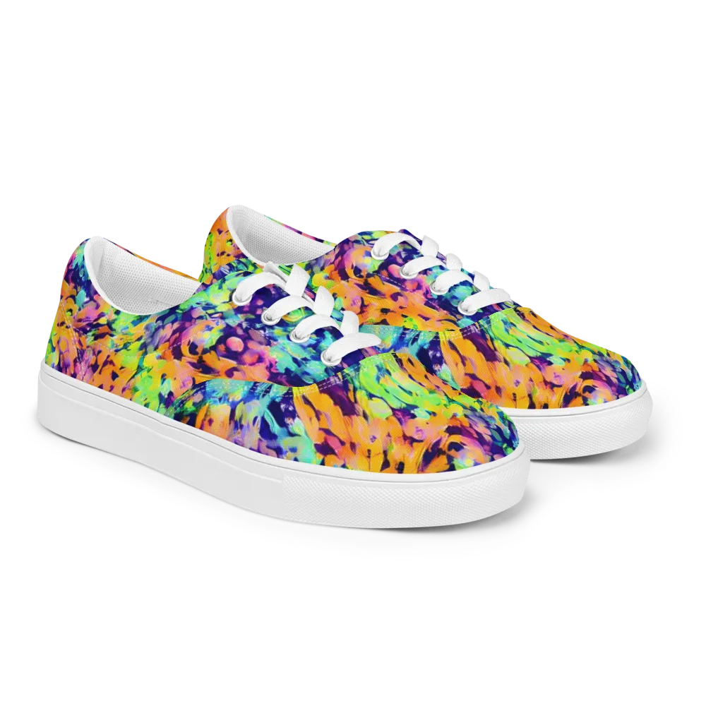 Acid Sunset on Men's Lace-Up Canvas Shoes — Right Front