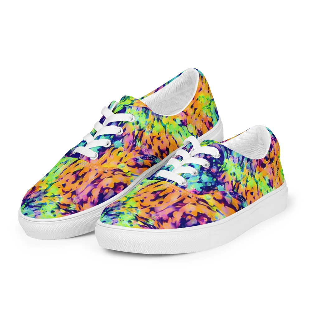 Acid Sunset on Men's Lace-Up Canvas Shoes — Left Front