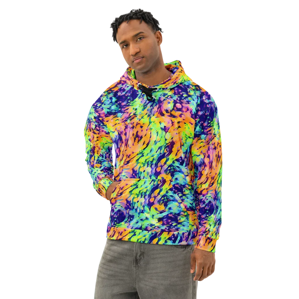 Acid Sunset on Cotton Hoodie — Left Front