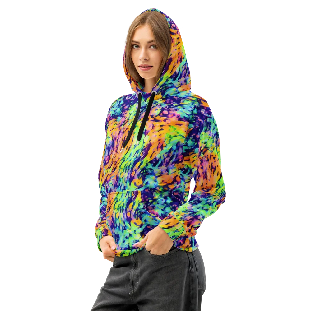 Acid Sunset on Cotton Hoodie — Left Front