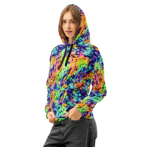 Acid Sunset on a Cotton Hoodie