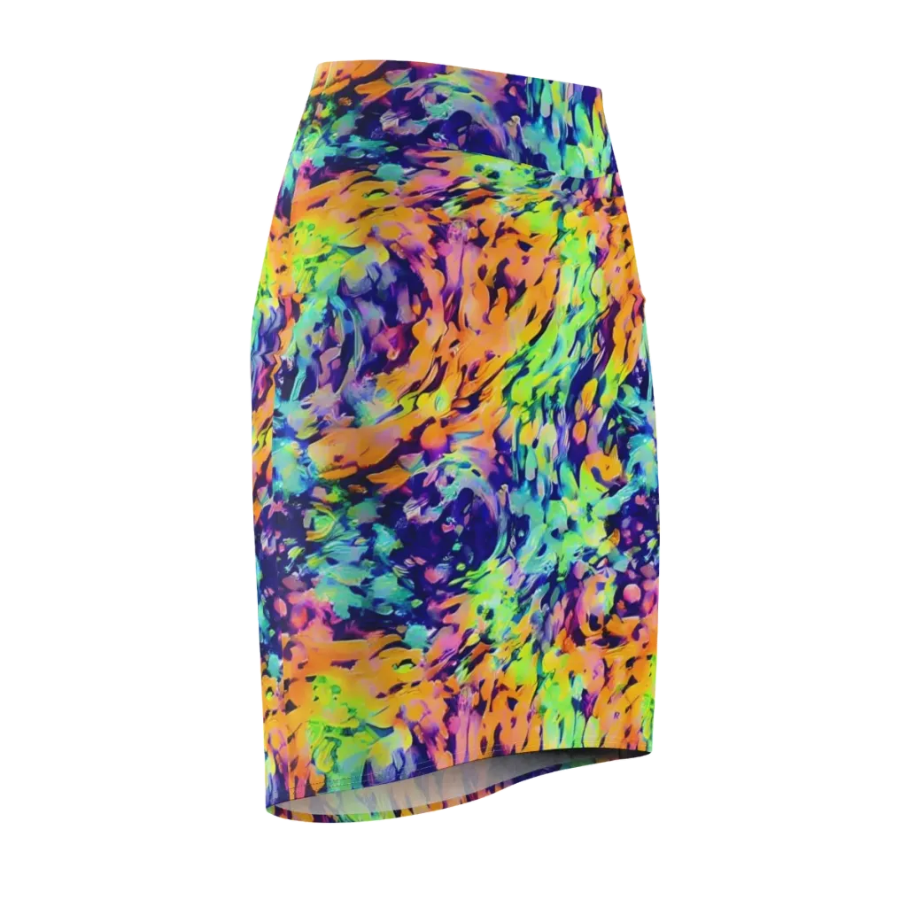 Acid Sunset on Pencil Skirt — Front Side
