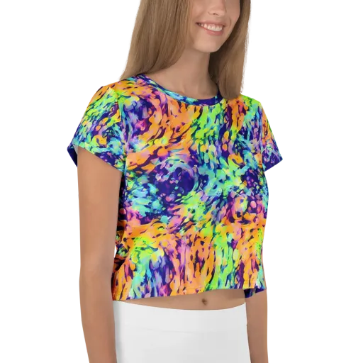 Acid Sunset on a Crop Tee