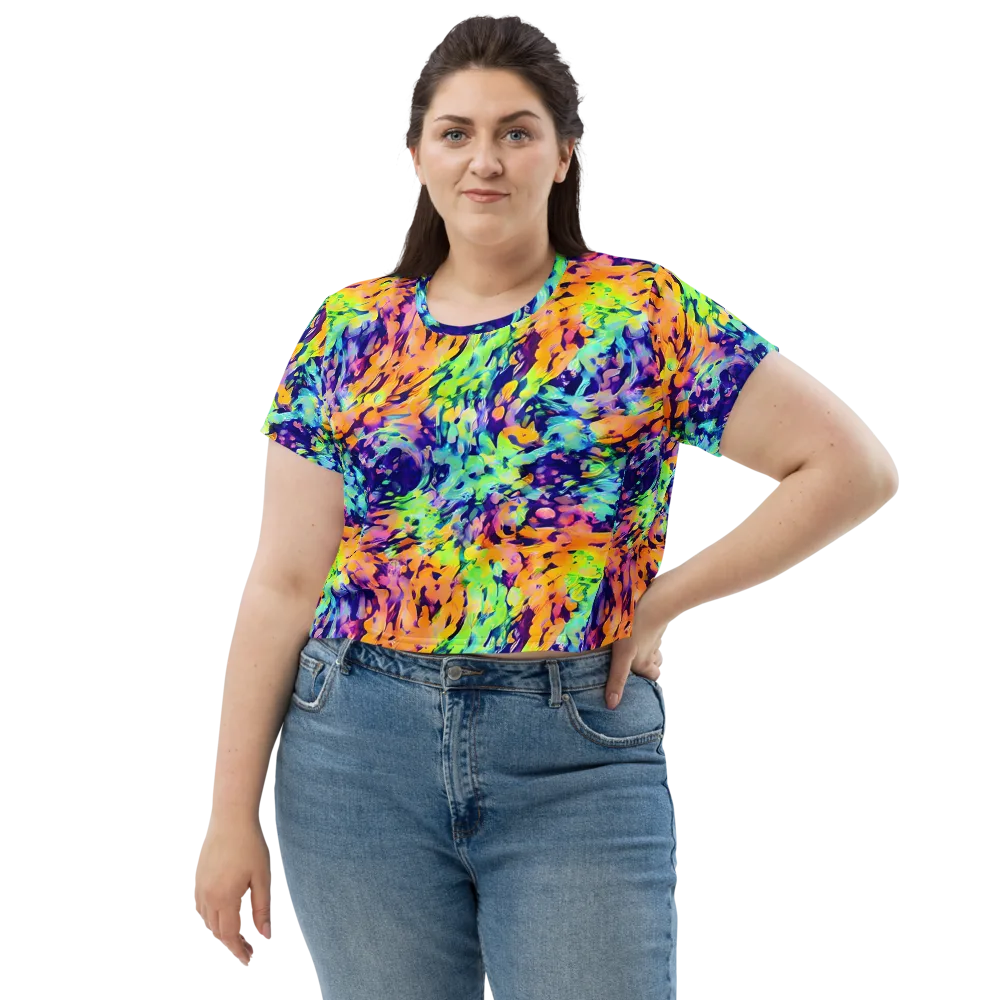 Acid Sunset on Crop Tee — Front