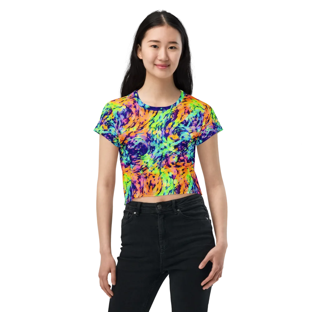 Acid Sunset on Crop Tee — Front