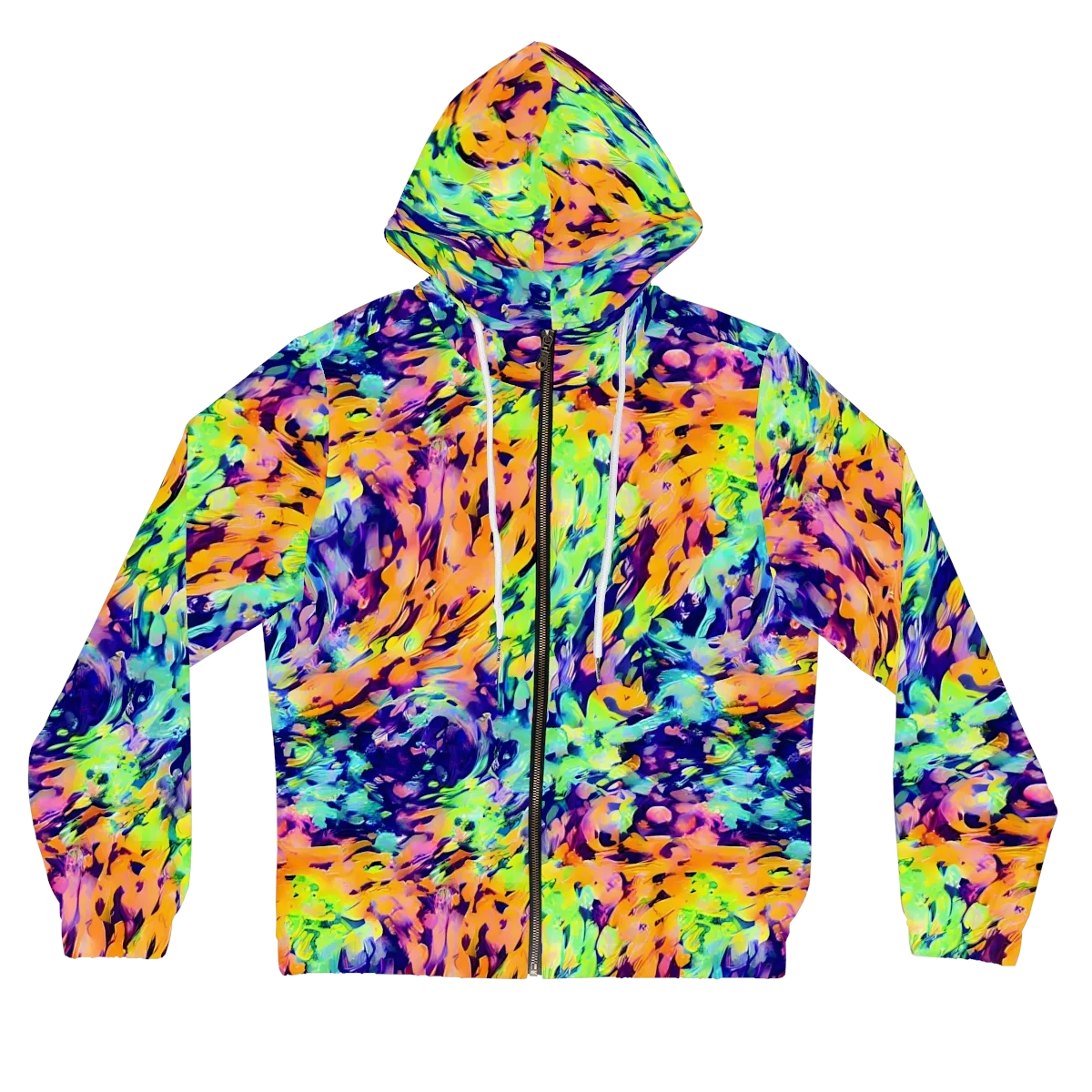 Acid Sunset on Women's Full-Zip Hoodie — Front