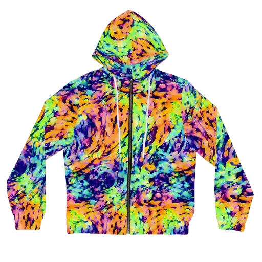 Acid Sunset on a Women's Full-Zip Hoodie