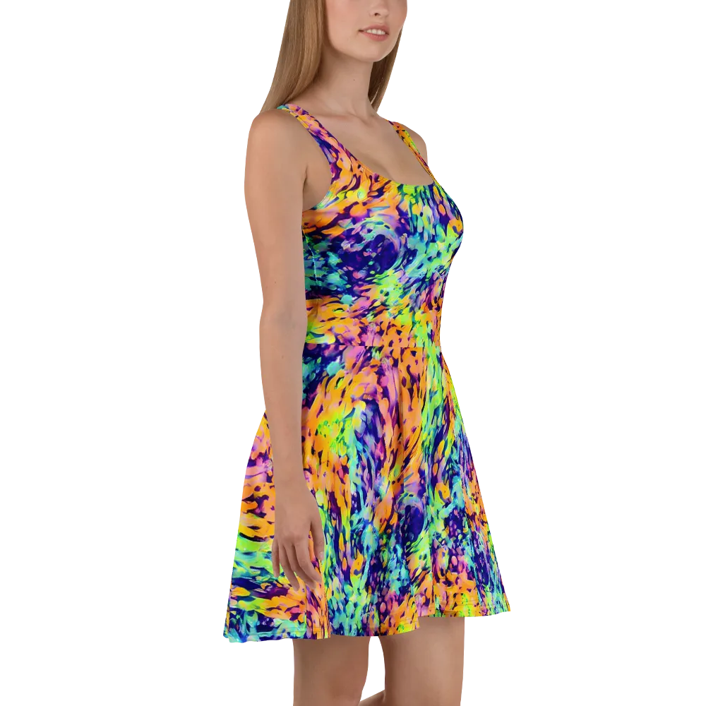 Acid Sunset on Skater Dress — Right