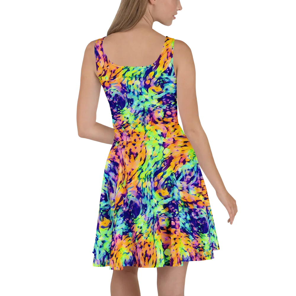 Acid Sunset on Skater Dress — Back