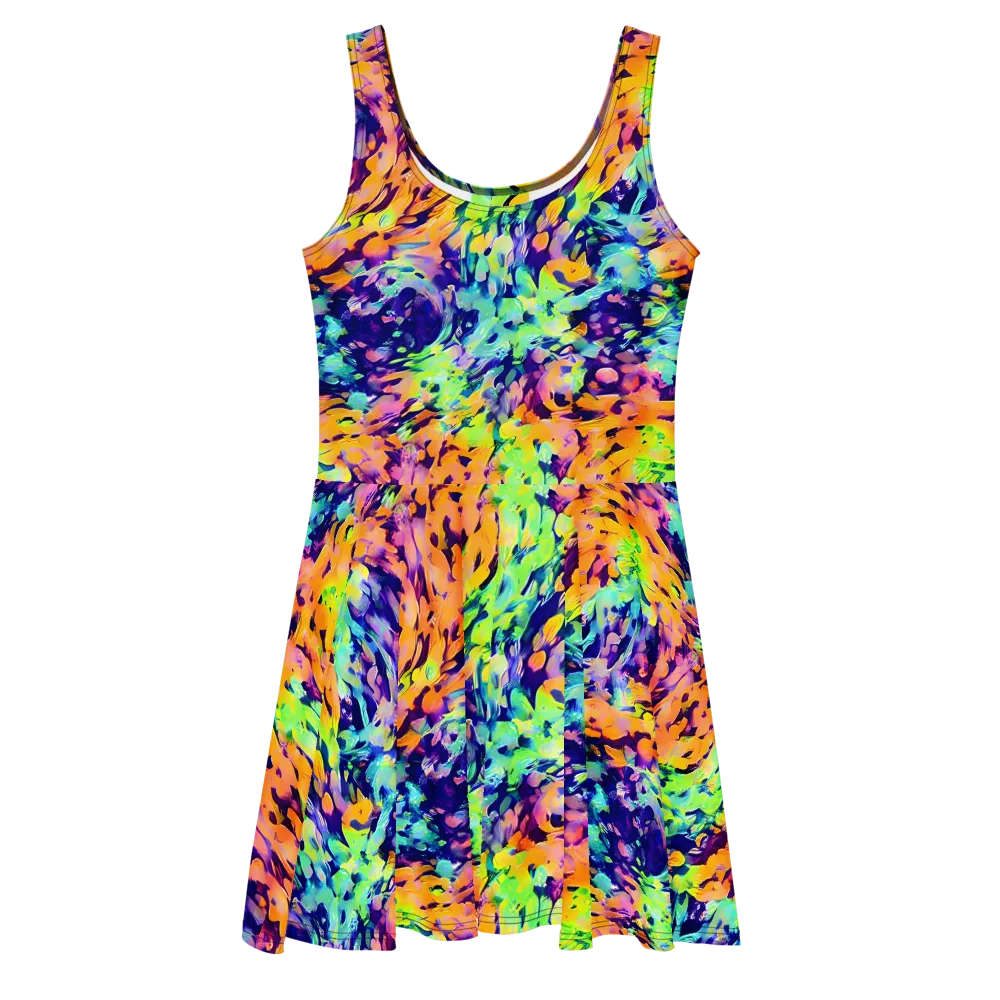 Acid Sunset on Skater Dress — Front