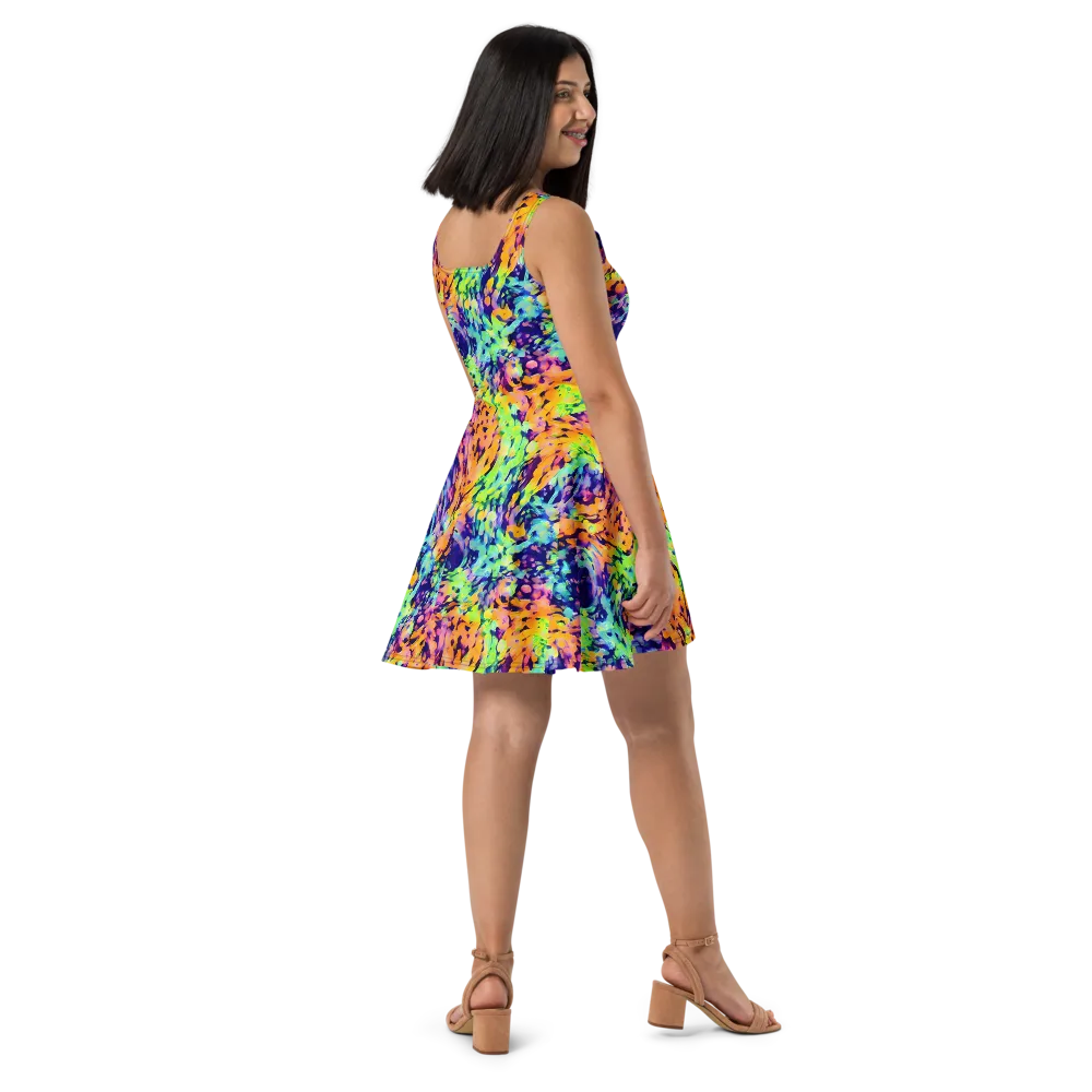 Acid Sunset on Skater Dress — Right