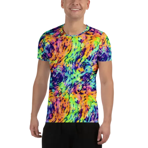 Acid Sunset on a Men's Athletic T-Shirt