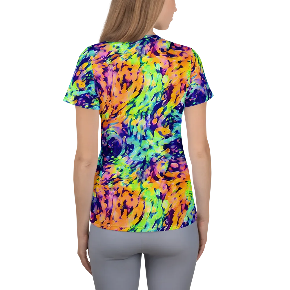 Acid Sunset on Women's Athletic T-Shirt — Back