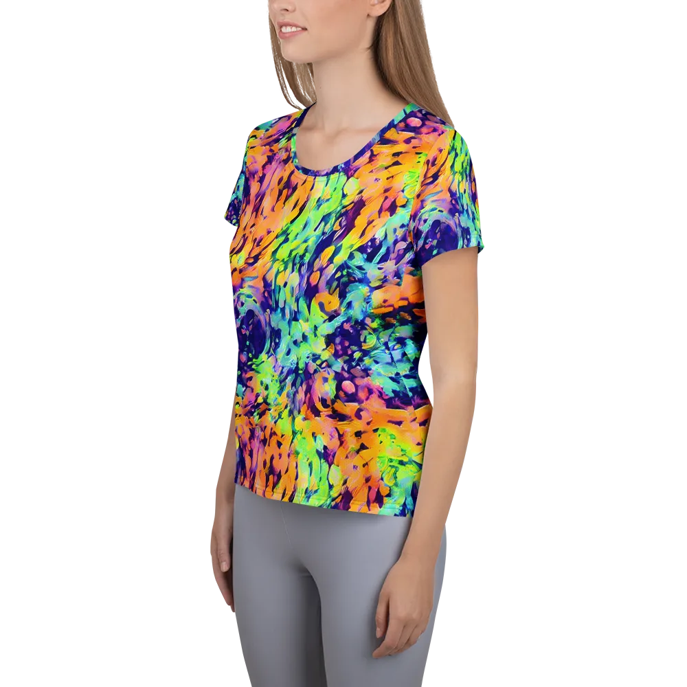 Acid Sunset on Women's Athletic T-Shirt — Left