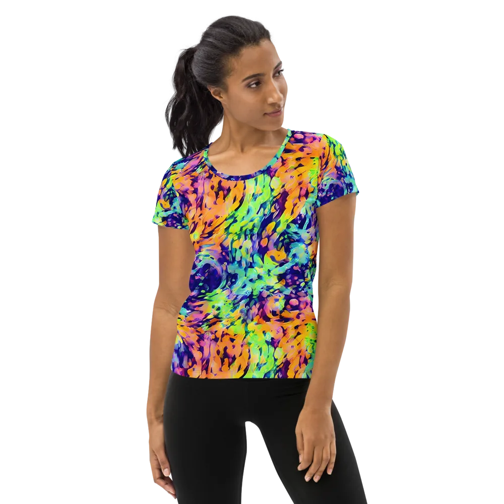 Acid Sunset on Women's Athletic T-Shirt — Front