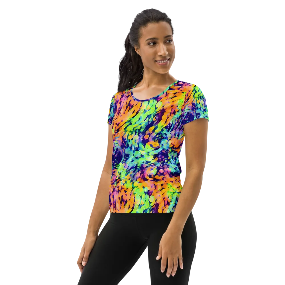 Acid Sunset on Women's Athletic T-Shirt — Left