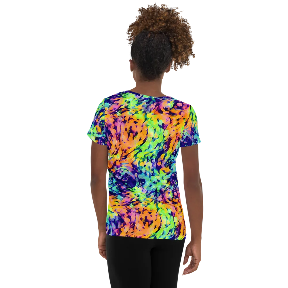 Acid Sunset on Women's Athletic T-Shirt — Back