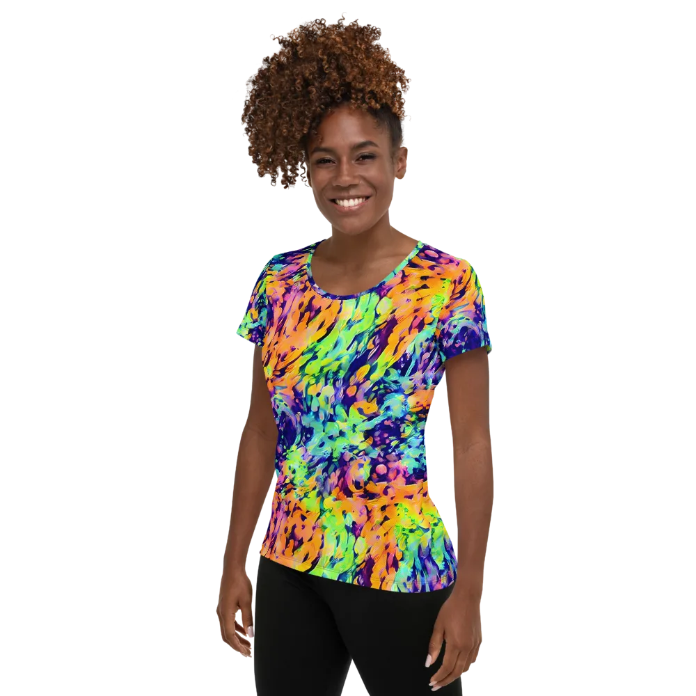 Acid Sunset on Women's Athletic T-Shirt — Left