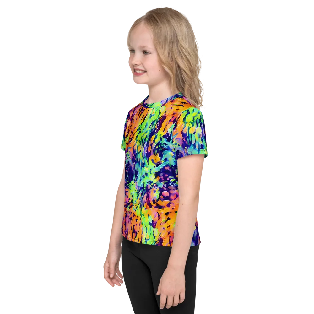 Acid Sunset on Kids Crew Neck T-Shirt — Left