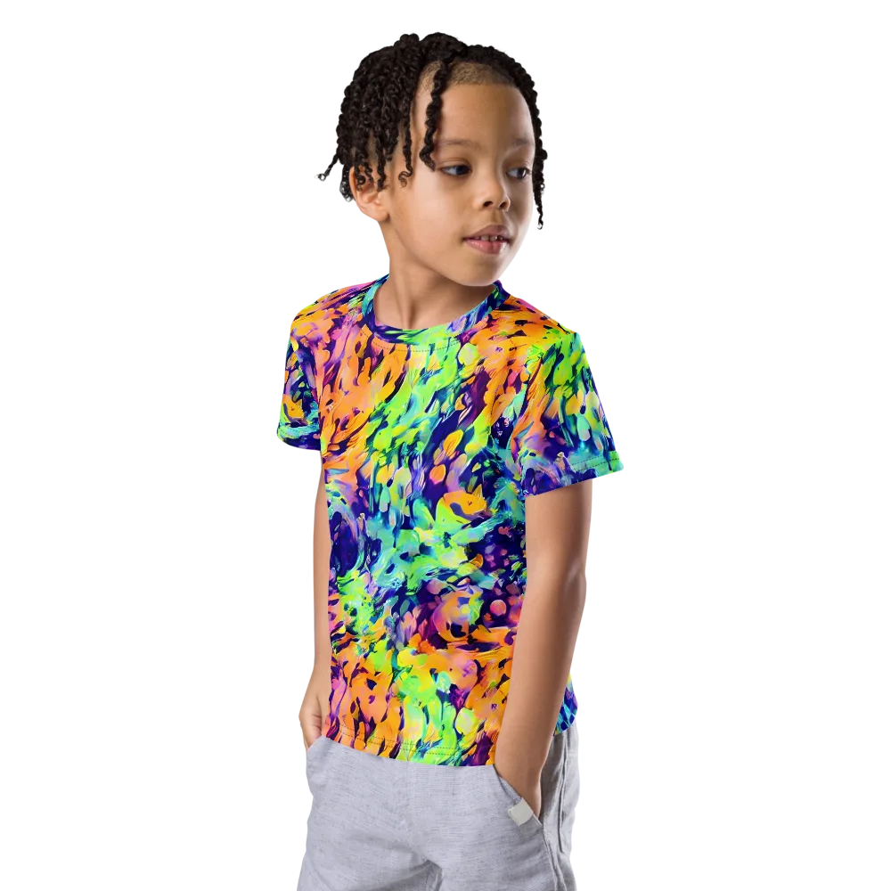 Acid Sunset on Kids Crew Neck T-Shirt — Left Front
