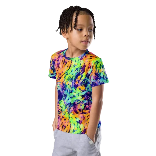 Acid Sunset on a Kids Crew Neck T-Shirt