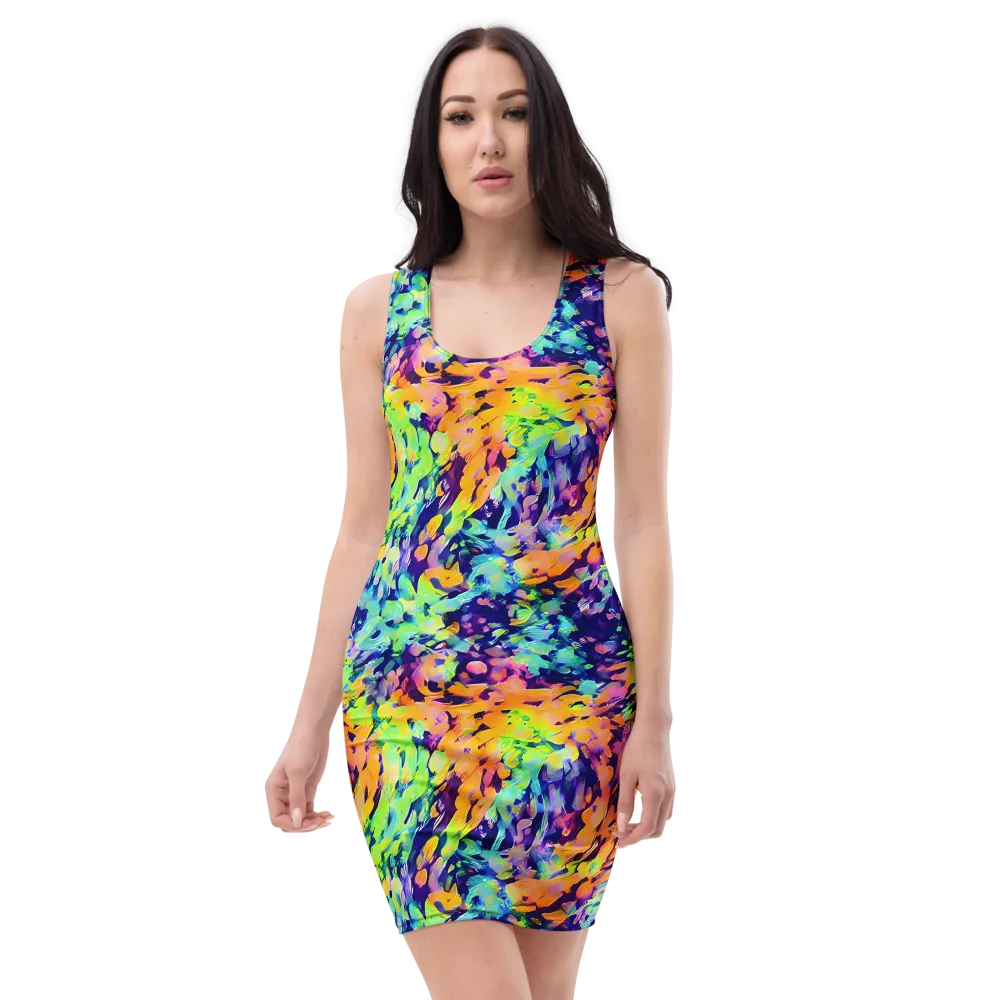 Acid Sunset on Bodycon Dress — Front