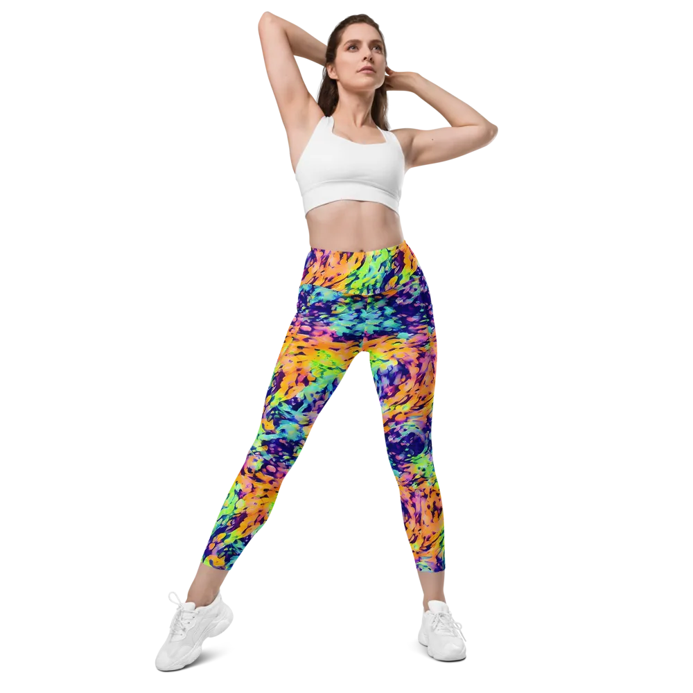 Acid Sunset on Leggings with Pockets — Front