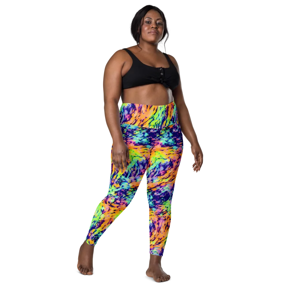 Acid Sunset on Leggings with Pockets — Front