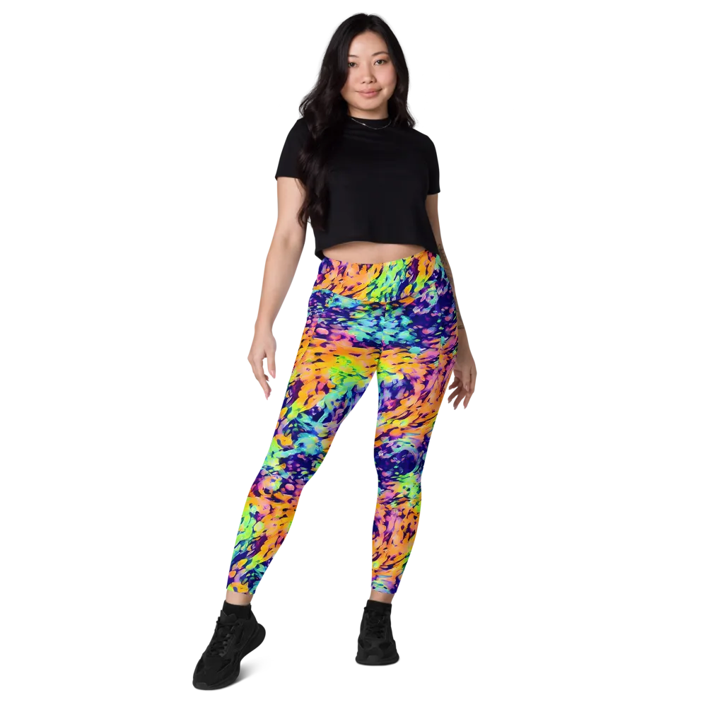 Acid Sunset on Leggings with Pockets — Front