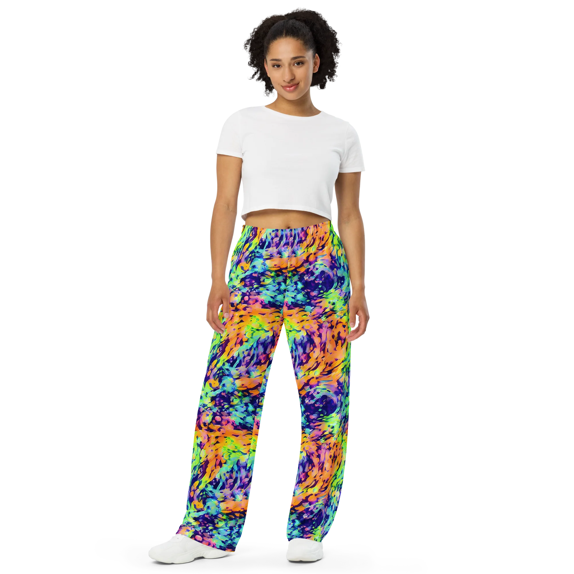 Acid Sunset on Wide-Leg Pants — Front