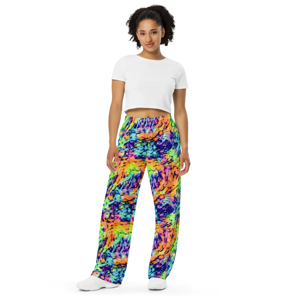 Acid Sunset on Wide-Leg Pants — Front