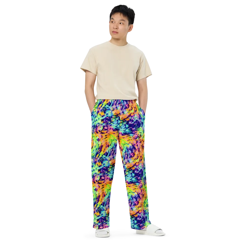 Acid Sunset on Wide-Leg Pants — Front
