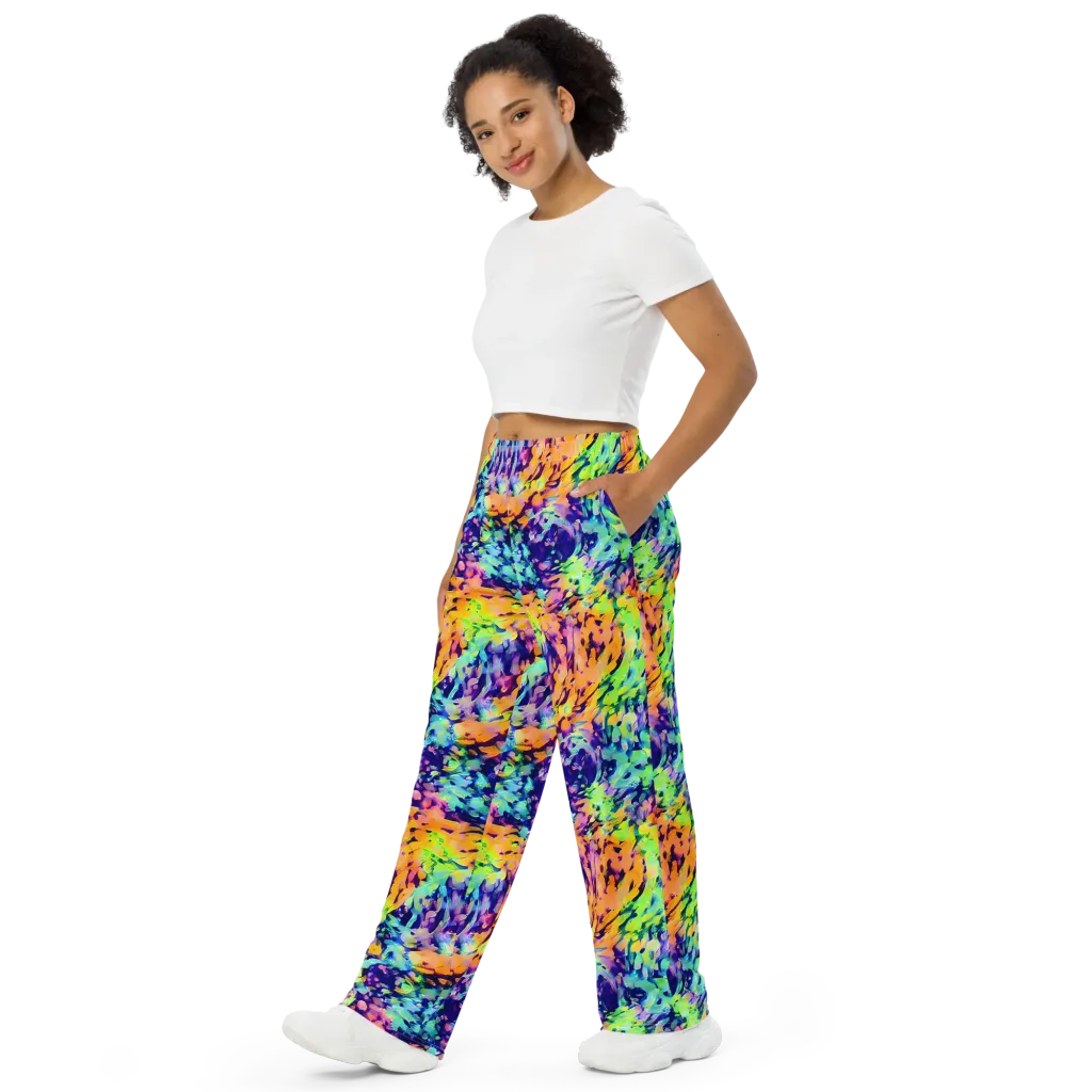 Acid Sunset on Wide-Leg Pants — Left Front