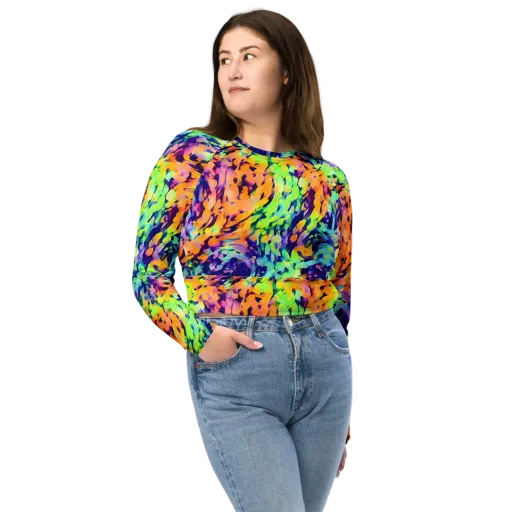 Acid Sunset on a Long Sleeve Crop Top