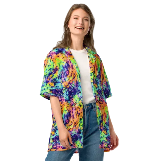 Acid Sunset on a Button Shirt